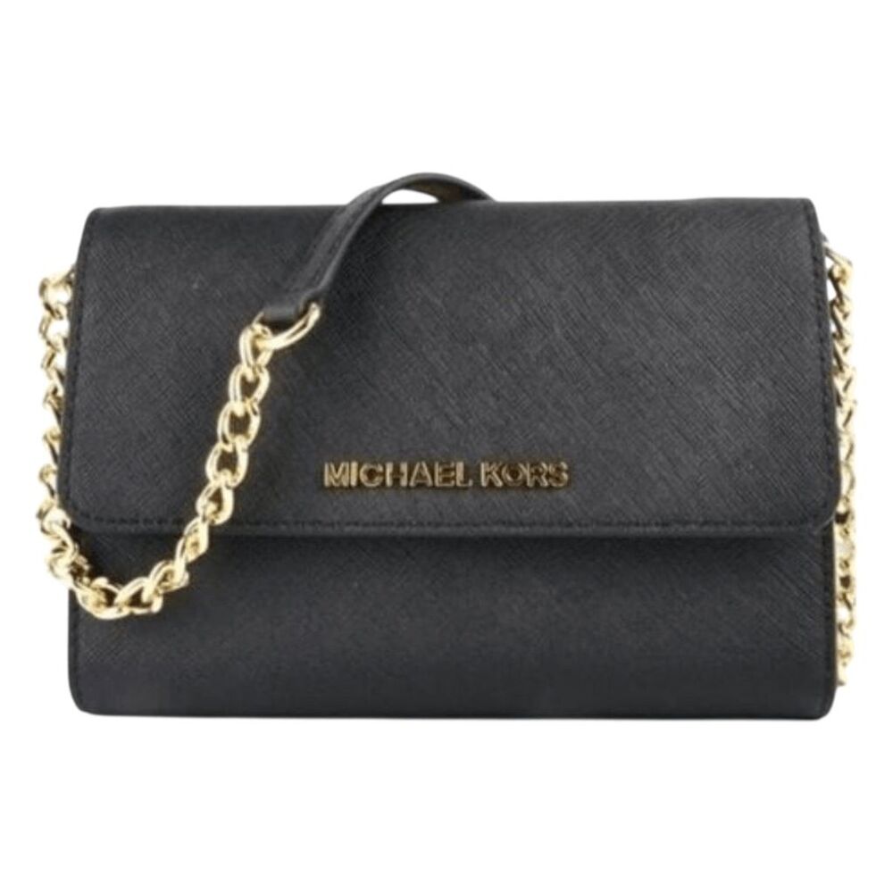 MICHAEL KORS Jet Set Black Saffiano Leather Crossbody